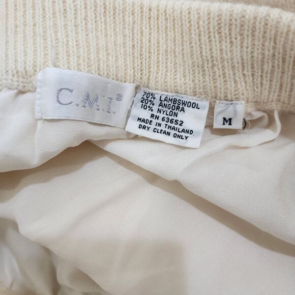 CMI Lambswool and Angora Women's Skirt Size Medium Ivory Minimalist Preppy Boho - Picture 3 of 6